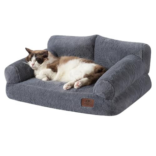 Hollypet Flauschiges Plüsch-Haustiersofa, weich, beruhigend, für mittelgroße und kleine Katzen und Hunde, Grau Hollypet Flauschiges Plüsch-Haustiersofa, weich, beruhigend, für mittelgroße und kleine Katzen und Hunde, Grau von Hollypet