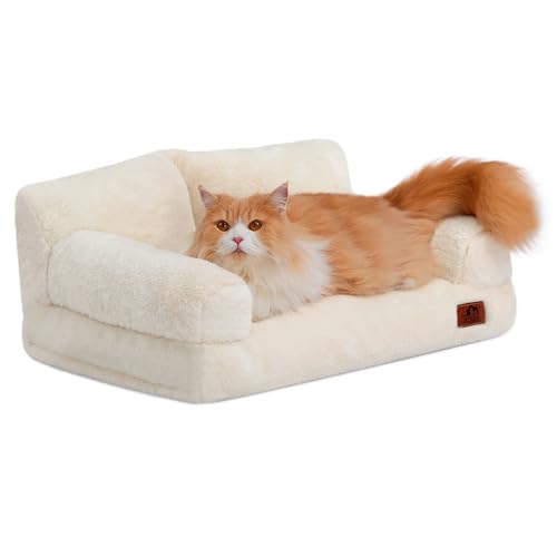 Hollypet Flauschiges Plüschsofa für Hunde und Katzen, weich, beruhigend, für mittelgroße und kleine Katzen und Hunde, Beige von Hollypet