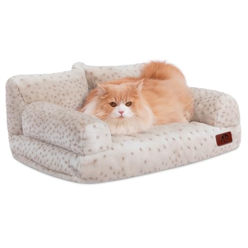 Hollypet Flauschiges Plüschsofa für Hunde und Katzen, weich, beruhigend, für mittelgroße und kleine Katzen und Hunde, Leopardenmuster von Hollypet