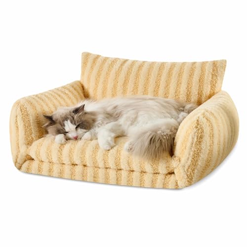 Hollypet Katzenbett, flauschig, Plüsch, multifunktional, doppellagig, weich, orthopädisches Sofa, Nest, Betten für kleine Katzen und Hunde, Gelb (63,5 x 50,8 x 33 cm) von Hollypet
