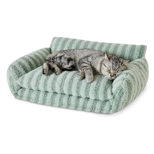 Hollypet Katzenbett, flauschig, Plüsch, multifunktional, doppellagig, weich, orthopädisches Sofa, Nest, Betten für kleine Katzen und Hunde, Hellgrün (53,3 x 38,1 x 20,3 cm) von Hollypet