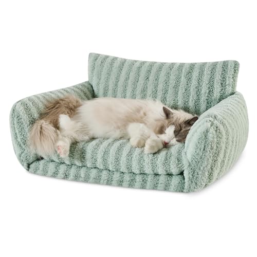 Hollypet Katzenbett, flauschig, Plüsch, multifunktional, doppellagig, weich, orthopädisches Sofa, Nest, Betten für kleine Katzen und Hunde, Hellgrün (63,5 x 50,8 x 33 cm) von Hollypet