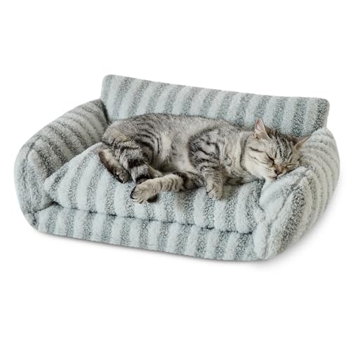 Hollypet Katzenbett, flauschig, Plüsch, multifunktional, doppellagig, weich, orthopädisches Sofa, Nest für kleine Katzen und Hunde, Grau (53,3 x 38,1 x 20,3 cm) von Hollypet