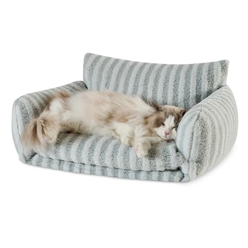 Hollypet Katzenbett, flauschig, Plüsch, multifunktional, doppellagig, weich, orthopädisches Sofa, Nest für kleine Katzen und Hunde, Grau (63,5 x 50,8 x 33 cm) von Hollypet