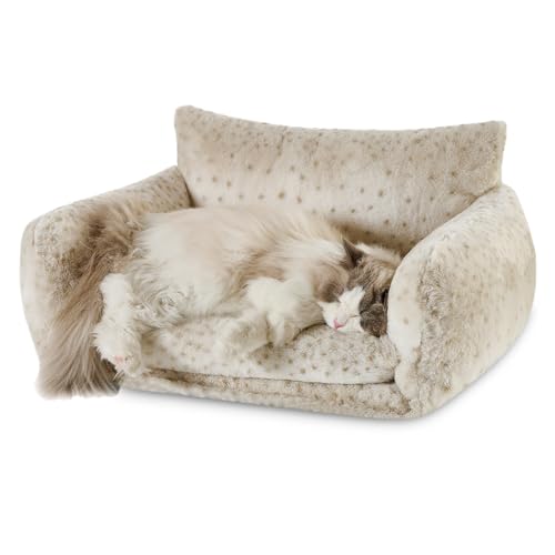 Hollypet Katzenbett, flauschig, Plüsch, multifunktional, doppellagig, weich, orthopädisches Sofa, Nest für kleine Katzen und Hunde, Leopardenmuster (63,5 x 50,8 x 33 cm) von Hollypet