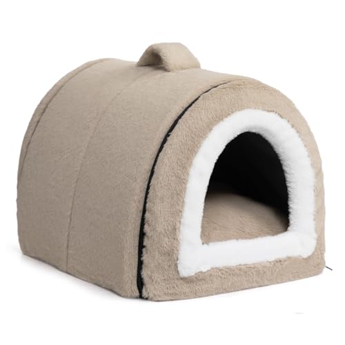 Hollypet Katzenbett Kleines Hundebett, 2-in-1 Faltbare Plüsch Haustierbett für Katzen & Kleine Hunde, Gemütliches und Weiches Haustierhöhlenbett für Indoor Outdoor, Hellbraun Hollypet Katzenbett Kleines Hundebett, 2-in-1 Faltbare Plüsch Haustierbett für Katzen & Kleine Hunde, Gemütliches und Weiches Haustierhöhlenbett für Indoor Outdoor, Hellbraun von Hollypet