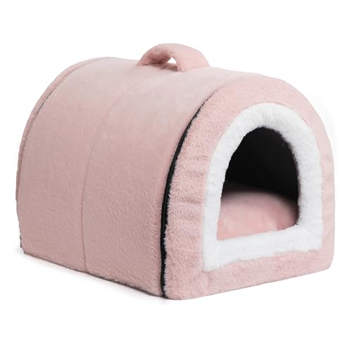 Hollypet Katzenbett Kleines Hundebett, 2-in-1 Faltbare Plüsch Haustierbett für Katzen & Kleine Hunde, Gemütliches und Weiches Haustierhöhlenbett für Indoor Outdoor, Hellrosa Hollypet Katzenbett Kleines Hundebett, 2-in-1 Faltbare Plüsch Haustierbett für Katzen & Kleine Hunde, Gemütliches und Weiches Haustierhöhlenbett für Indoor Outdoor, Hellrosa von Hollypet
