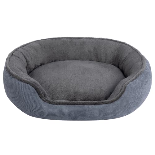 Hollypet Katzenbett Kleines Hundebett, Rundes Haustierbett für Katzen und Welpen, Weiches Schlafbetten Atmungsaktives Haustierkissen, Dunkelgrau(55 * 50 * 15cm) von Hollypet
