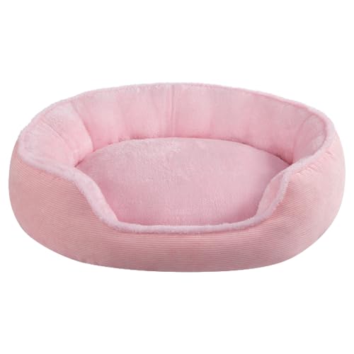 Hollypet Katzenbett Kleines Hundebett, Rundes Haustierbett für Katzen und Welpen, Weiches Schlafbetten Atmungsaktives Haustierkissen, Rosa(55 * 50 * 15cm) von Hollypet