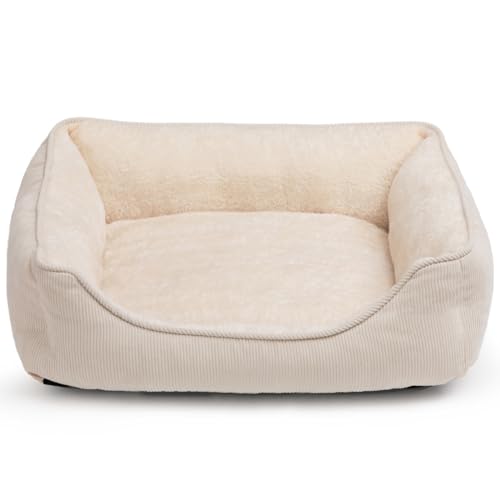 Hollypet Katzenbett Kleines Hundebett Haustierbett für Katzen und Welpen, Weiches Haustierschlafbett Atmungsaktives Haustierkissen, Beige (55 * 45 * 15cm) von Hollypet