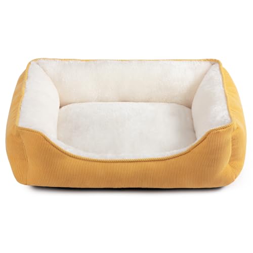 Hollypet Katzenbett Kleines Hundebett Haustierbett für Katzen und Welpen, Weiches Haustierschlafbett Atmungsaktives Haustierkissen, Gelb (55 * 45 * 15cm) von Hollypet