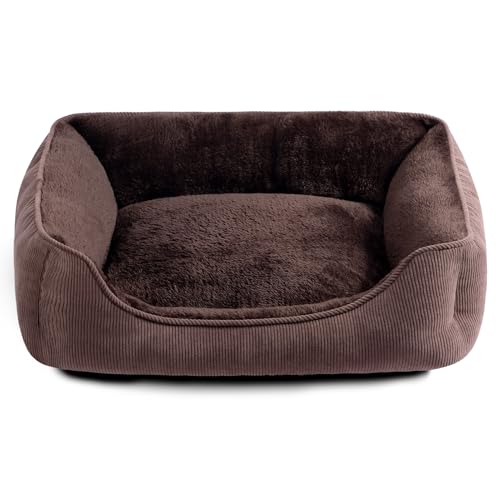 Hollypet Katzenbett Kleines Hundebett Haustierbett für Katzen und Welpen, Weiches Haustierschlafbett Atmungsaktives Haustierkissen, Kaffee (55 * 45 * 15cm) von Hollypet
