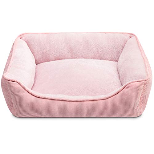 Hollypet Katzenbett Kleines Hundebett Haustierbett für Katzen und Welpen, Weiches Haustierschlafbett Atmungsaktives Haustierkissen, Rosa (55 * 45 * 15cm) von Hollypet