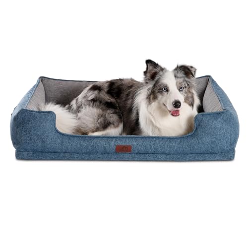 Hollypet Orthopädisches, rechteckiges Hundebett für große Hunde, stützendes Schaumstoff-Haustierbett mit abnehmbarem, waschbarem, wasserdichtem Bezug und rutschfester Unterseite, Blau, 96,5 cm L x Hollypet Orthopädisches, rechteckiges Hundebett für große Hunde, stützendes Schaumstoff-Haustierbett mit abnehmbarem, waschbarem, wasserdichtem Bezug und rutschfester Unterseite, Blau, 96,5 cm L x von Hollypet