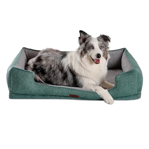 Hollypet Orthopädisches, rechteckiges Hundebett für große Hunde, stützendes Schaumstoff-Haustierbett mit abnehmbarem, waschbarem, wasserdichtem Bezug und rutschfester Unterseite, Grün, 96,5 cm L x Hollypet Orthopädisches, rechteckiges Hundebett für große Hunde, stützendes Schaumstoff-Haustierbett mit abnehmbarem, waschbarem, wasserdichtem Bezug und rutschfester Unterseite, Grün, 96,5 cm L x von Hollypet