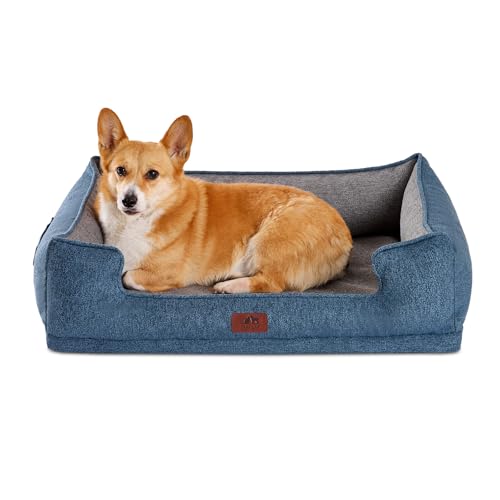Hollypet Orthopädisches, rechteckiges Hundebett für mittelgroße Hunde, stützendes Schaumstoff-Haustierbett mit abnehmbarem, waschbarem, wasserdichtem Bezug und rutschfester Unterseite, Blau, 81,3 x 61 Hollypet Orthopädisches, rechteckiges Hundebett für mittelgroße Hunde, stützendes Schaumstoff-Haustierbett mit abnehmbarem, waschbarem, wasserdichtem Bezug und rutschfester Unterseite, Blau, 81,3 x 61 von Hollypet
