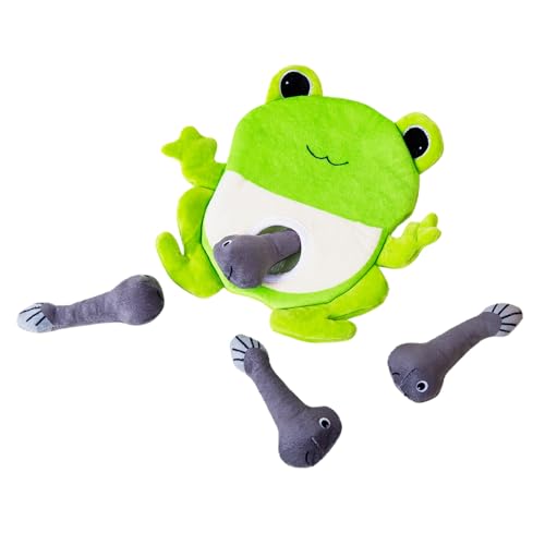 Hollypet Quietschendes Hundespielzeug, interaktives Plüschspielzeug zum Verstecken und Verstecken für kleine, mittelgroße Hunde und nicht aggressive Kauer, Welpenzähne, Kauspielzeug, Frosch von Hollypet