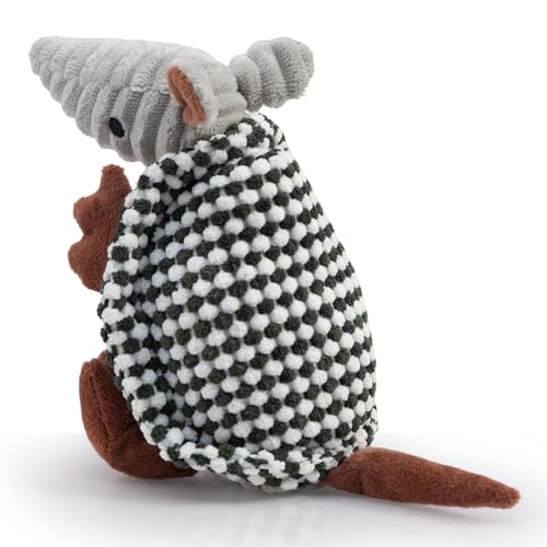 Hollypet Quietschendes Hundespielzeug aus Plüsch, gefülltes Gürteltier mit sauberen Zähnen für kleine, mittelgroße und große Hunde aller Rassen, Hellbraun, 33 cm von Hollypet