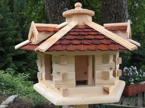 Vogelhaus Vogelhäuser (V29) Vogelfutterhaus Vogelhäuschen-aus Holz- -Schreinerarbeit-Gaube Braun Groß von Holz und Gartentrends