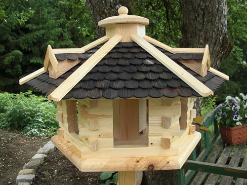 Vogelhaus Vogelhäuser Vogelfutterhaus-(V035)-Vogelhäuschen-aus Holz- Schreinerarbeit-Gaube Schwarz sehr Groß von Holz und Gartentrends