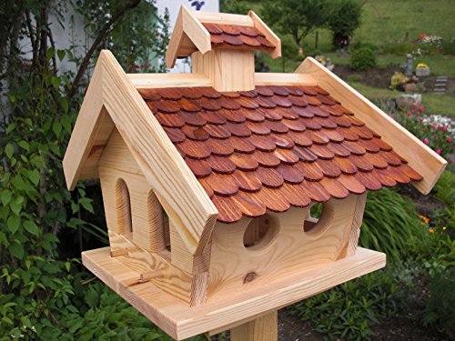 Vogelhaus-Vogelhäuser Vogelfutterhaus Vogelhäuschen-aus Holz-Vogelhausständer-Nistkasten-Schreinerarbeit (Vogelhaus mit Putzklappe Braun) von Holz und Gartentrends