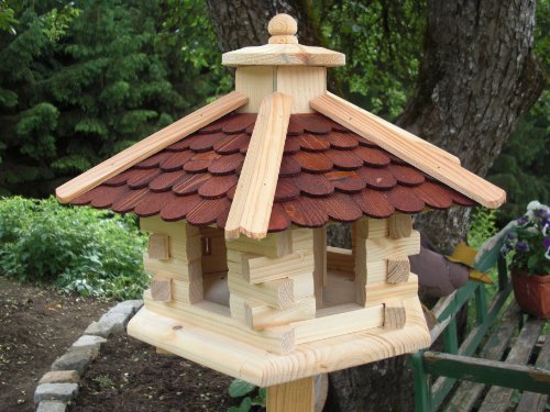 Vogelhaus-Vogelhäuser Vogelfutterhaus Vogelhäuschen-aus Holz-Nistkasten-Schreinerarbeit-in unterschiedlichen Farben erhältlich … (rund Braun mittel) von Holz und Gartentrends