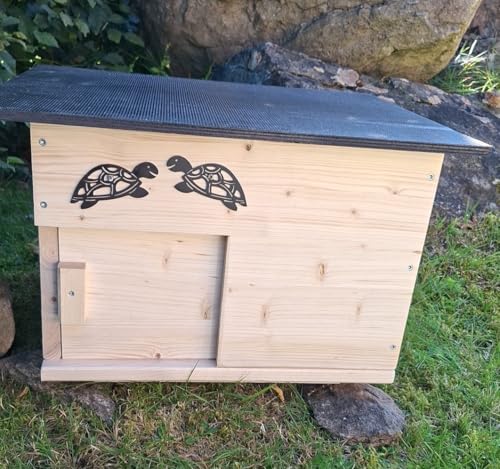 Schildkrötenhaus mit verschließbarem Eingang Boden und abnehmbares Dach aus 18mm starkem Fichtenvollholz 2X wetterfest imprägniert (SK01N) von Holzdeko-Ma