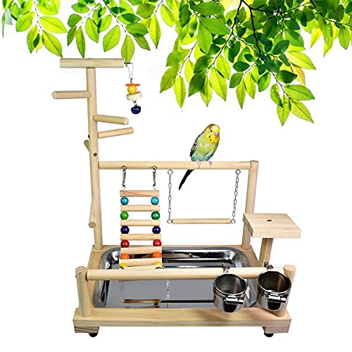 Holzsammlung Holz-Vogelpapageien-Spielstand/Spielplatz/Turnhalle/Aktivitätszentrum/Spielzeugset, Sitzstangen, Leitern und Schaukel, für Eclectus Sun Conure Scarlet Ara Kakadu Sittich Quaker von Holzsammlung