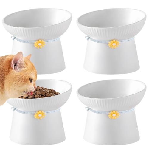 Erhöhte Katzennäpfe aus Keramik, geneigter Futternapf, stressloser, erhöhter Porzellan-Futterspender mit Dekorringen, Wassernäpfe für Trocken- und Nassfutter, reduziert Nackenbelastung und Rückfluss Erhöhte Katzennäpfe aus Keramik, geneigter Futternapf, stressloser, erhöhter Porzellan-Futterspender mit Dekorringen, Wassernäpfe für Trocken- und Nassfutter, reduziert Nackenbelastung und Rückfluss von Homaisson