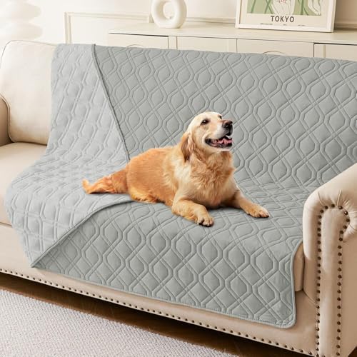 Homaxy Hundedecke Wasserdicht,Hundematte Outdoor Waschbar, Wendedecke Hunde Decke, Weich Katzendecke für Sofa Couch Bett Unterwegs（205x130cm,Grau+Hellgrau） von Homaxy