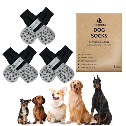 6 x Hundesocken gegen Lecken von Pfoten, Hundesocken für Hartholzböden, rutschfest, rutschfeste Hundesocken für ältere Hunde, Socken für Hunde, rutschfeste Hundesocken mit reflektierenden Riemen für 6 x Hundesocken gegen Lecken von Pfoten, Hundesocken für Hartholzböden, rutschfest, rutschfeste Hundesocken für ältere Hunde, Socken für Hunde, rutschfeste Hundesocken mit reflektierenden Riemen für von Homcolorful
