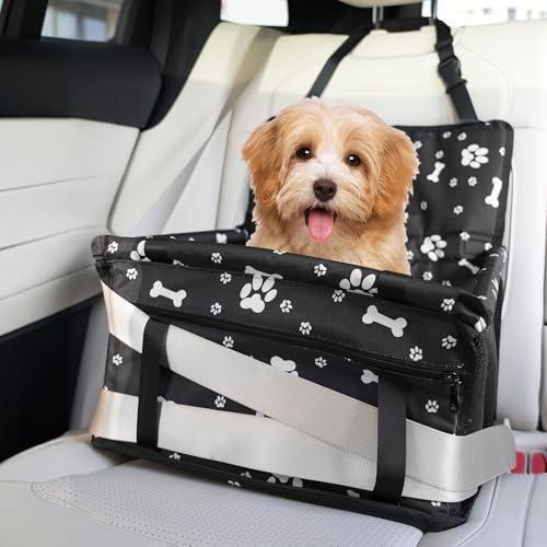HOMCOLORFUL Haustier-Autositz für Hunde – wasserdicht, kratzfeste Reisetasche mit Hundeknochen und Pfotenabdruck-Design (39 cm L x 34 cm B x 45 cm H) von Homcolorful