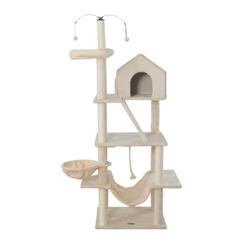 Home Deluxe - Kratzbaum Furry - Farbe: Beige, Maße: 174 x 49 x 60 cm, Material: Polyester, Sisal, Gestell: MDF I Katzenbaum Kratzpfosten von Home Deluxe