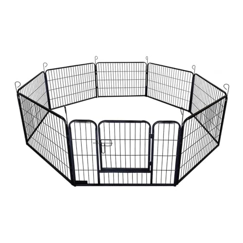 HOME DELUXE - Welpenauslauf BARKI - 80 x 60 cm, 8-Teilig, Farbe: Schwarz, inkl. Türverriegelung, abgerundete Ecken und Kanten I Welpenspielplatz Welpenfreilauf von Home Deluxe