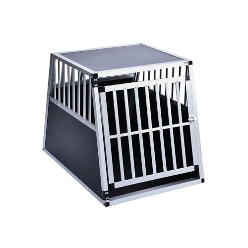 Home Deluxe - Hundetransportbox Alu SKITO - L - 90 x 65 x 69 cm - Farbe: Silber/Schwarz - Material: MDF Platten, Aluminium I Hundetransportbox Transportlösung Alu-MDF-Material Tierfreundlich von Home Deluxe