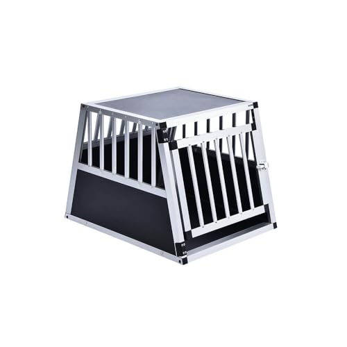 Home Deluxe - Hundetransportbox Alu SKITO - M - 69 x 54 x 50 cm - Farbe: Silber/Schwarz - Material: MDF Platten, Aluminium I Hundetransportbox Transportlösung Alu-MDF-Material Tierfreundlich von Home Deluxe