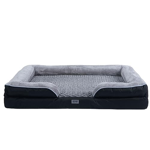 Home Deluxe - Orthopädisches Hundebett Scooby - Maße: 95 x 75 x 18 cm, Farbe: Schwarz/Grau, inkl. Tierdecke und Rugbyball, Baumwollfüllung, waschbarer Bezug I Hundebett Hundekissen Bett für Hunde Home Deluxe - Orthopädisches Hundebett Scooby - Maße: 95 x 75 x 18 cm, Farbe: Schwarz/Grau, inkl. Tierdecke und Rugbyball, Baumwollfüllung, waschbarer Bezug I Hundebett Hundekissen Bett für Hunde von Home Deluxe