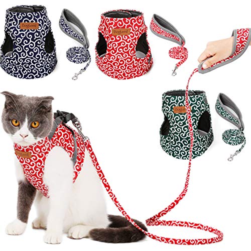 Katzengeschirr mit Leine, Geschirr für Kitten Welpen Ausbruchsicher Katzenleine und Geschirr Set Verstellbar für Kleine Katze Hunde, Welpengeschirr für Haustiere (Blau, S:Hals:31cm,Truhe:30-48cm) von Home & Style