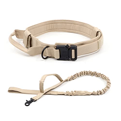 Taktisches Hundehalsband und Bungee Leine mit Doppelgriff Nylon-verstellbares Haustierhalsband für mittleres und großes Hundetraining Militär-Hundehalsband und Leinen-Set von Home & Style
