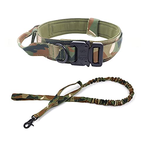 Taktisches Hundehalsband und Bungee Leine mit Doppelgriff Nylon-verstellbares Haustierhalsband für mittleres und großes Hundetraining Militär-Hundehalsband und Leinen-Set von Home & Style
