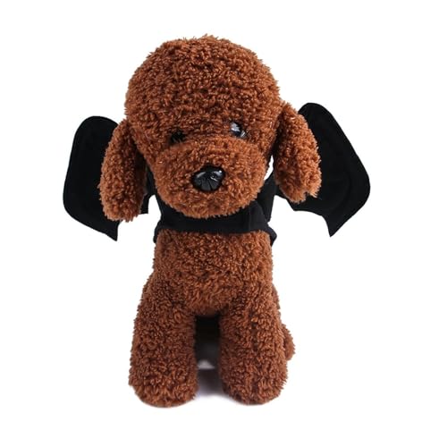 HomeDejavu Fledermaus Kostüm für Katzen & Hunde - Halloween Haustier Cosplay mit Fledermausflügel & Kürbisglocke, Schwarz Filz, 36 cm von HomeDejavu