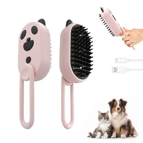 HomeJoySet 2025 Neue 3-in-1-Dampfbürste for Die Fellpflege Von Haustieren – Massage, Reinigung Und Entfernung Von Haaren for Katzen Und Hunde (weiß)(Pink) von HomeJoySet