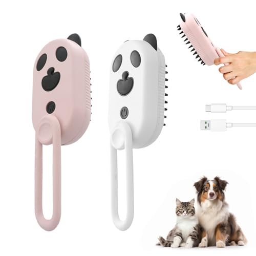 HomeJoySet 2025 Neue 3-in-1-Dampfbürste for Die Fellpflege Von Haustieren – Massage, Reinigung Und Entfernung Von Haaren for Katzen Und Hunde (weiß)(White+Pink) von HomeJoySet