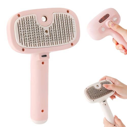 HomeJoySet 2025 Neuer Dampfkamm for Die Fellpflege Von Haustieren – Selbstreinigende Haarentfernungsbürste Mit Wassertank, Ideal for Labrador Und Alle Rassen (Pink)(Pink) von HomeJoySet