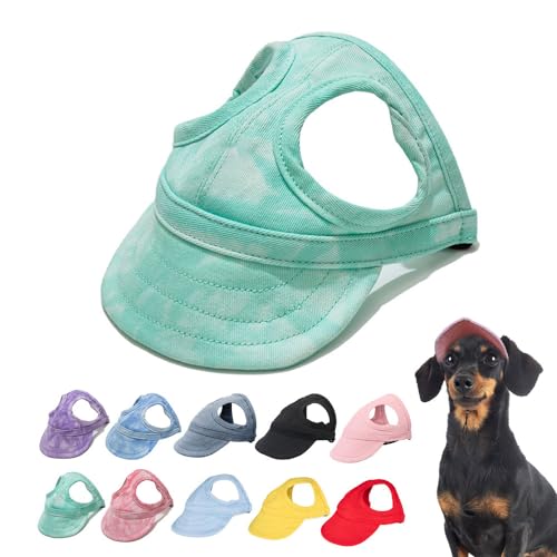HomeJoySet 2025 Neuer Sonnenschutz-Hundehut for Den Außenbereich – Baseballkappe Aus Segeltuch Mit Ohrlöchern (rot, Größe M)(Cloud Green,M) von HomeJoySet