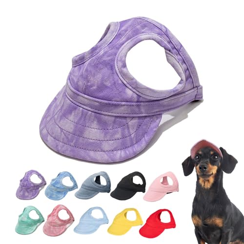 HomeJoySet 2025 Neuer Sonnenschutz-Hundehut for Den Außenbereich – Baseballkappe Aus Segeltuch Mit Ohrlöchern (rot, Größe M)(Cloud Purple,S) von HomeJoySet