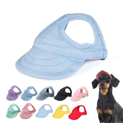 HomeJoySet 2025 Neuer Sonnenschutz-Hundehut for Den Außenbereich – Baseballkappe Aus Segeltuch Mit Ohrlöchern (rot, Größe M)(Light Blue,M) von HomeJoySet