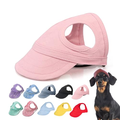 HomeJoySet 2025 Neuer Sonnenschutz-Hundehut for Den Außenbereich – Baseballkappe Aus Segeltuch Mit Ohrlöchern (rot, Größe M)(Pink,S) von HomeJoySet