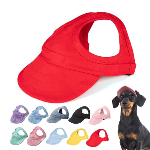 HomeJoySet 2025 Neuer Sonnenschutz-Hundehut for Den Außenbereich – Baseballkappe Aus Segeltuch Mit Ohrlöchern (rot, Größe M)(Red,M) von HomeJoySet