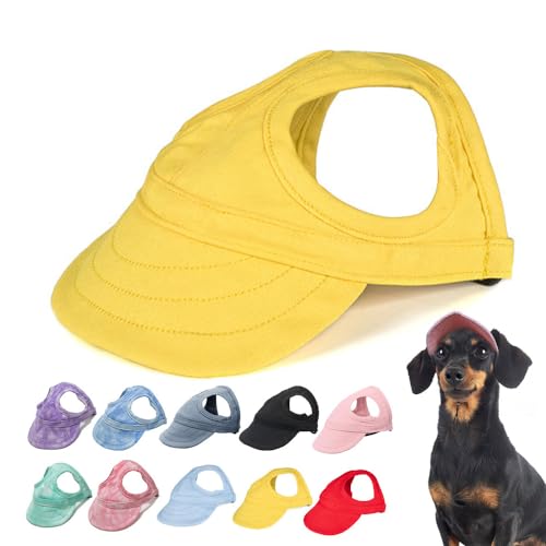 HomeJoySet 2025 Neuer Sonnenschutz-Hundehut for Den Außenbereich – Baseballkappe Aus Segeltuch Mit Ohrlöchern (rot, Größe M)(Yellow,M) von HomeJoySet